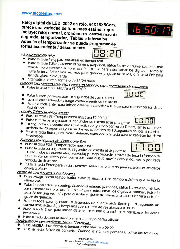 reloj cronometro ascendente descendente+mando metal led 16x64x5 (60eu.) 2u